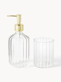 Set di 2 accessori da bagno in vetro soffiato Nicole, Testa della pompa: plastica, Trasparente, Set in varie misure