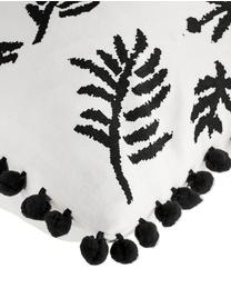 Housse de coussin rectangulaire pur coton Jungle, Blanc, noir