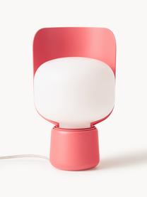 Kleine tafellamp Blom, handgemaakt, Lampenkap: kunststof, Wit, koraalrood, Ø 15 x H 24 cm