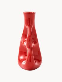 Vase en céramique fait main Three Ears, haut. 21 cm, Céramique, Rouge corail, larg. 17 x haut. 21 cm