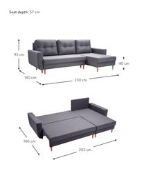 Sofa narożna z funkcją spania i miejscem do przechowywania Neo (4-osobowa), Tapicerka: 100% poliester, Szary, S 230 x G 140 cm