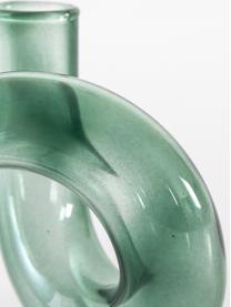 Vase en verre fait main Whirly, Verre, Vert, larg. 12 x haut. 12 cm