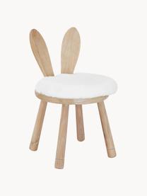 Chaise en bois pour enfant avec coussin Bunny, Tissu blanc, bois d'hévéa, larg. 34 x haut. 55 cm