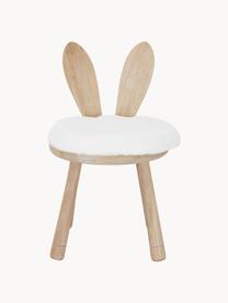 Silla infantil de madera con cojín Bunny, Tejido blanco, madera de caucho, An 34 x Al 55 cm