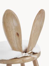 Kinderstoel Bunny van rubberhout met stoelkussen, Geweven stof wit, rubberhout, B 34 x H 55 cm