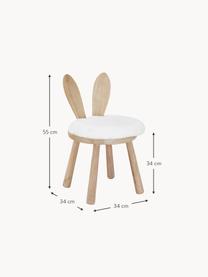 Kinderstuhl Bunny aus Gummibaumholz mit Sitzkissen, Sitzkissen: Baumwolle, Webstoff Weiß, Gummibaumholz, B 34 x H 55 cm
