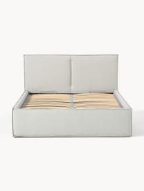 Łóżko tapicerowane z miejscem do przechowywania Dream, Tapicerka: poliester (tkanina strukt, Korpus: lite drewno sosnowe, płyt, Jasnobeżowa tkanina, S 200 x D 200 cm