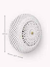 Designové nástěnné svítidlo z bambusu Evelyn, Krémově bílá, zlatá, Ø 25 cm, H 10 cm