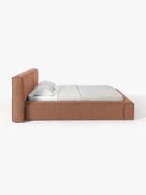 Letto imbottito con contenitore Lennon, Rivestimento: 100% poliestere Il rivest, Struttura: legno di pino massiccio c, Piedini: legno certificato FSC (Fo, Tessuto torrone, Larg. 268 x Prof. 243 cm (superfice distesa 200 x 200 cm)