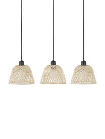 Grote hanglamp Wasa van rotan, Baldakijn: gepoedercoat metaal, Beige, zwart, B 70 x H 15 cm