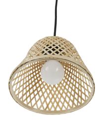 Grote hanglamp Wasa van rotan, Baldakijn: gepoedercoat metaal, Beige, zwart, B 70 x H 15 cm