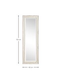 Specchio da parete quadrato con legno bianco Miro, Cornice: legno di paulownia rivest, Superficie dello specchio: lastra di vetro, Bianco, Larg. 42 x Alt. 132 cm