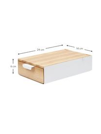 Schmuckbox Reflexion, Box: Metall, lackiert, Holz, Box: Weiss, Holz Innenfutter: Grau Deckel innen: Spiegelglas, 24 x 6 cm