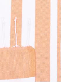 Fouta à rayures avec finition frangée Stripy, Orange, blanc