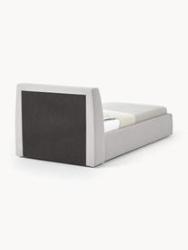 Letto singolo con contenitore Cloud, Rivestimento: tessuto finemente struttu, Piedini: legno laccato Il material, Tessuto grigio chiaro, Larg. 90 x Lung. 200 cm