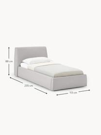 Cama individual Cloud, con espacio de almacenamiento, Tapizado: tejido finamente texturiz, Estructura: madera de pino y roble ma, Patas: madera pintada El materia, Tejido gris claro, An 90 x L 200 cm