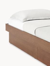 Dřevěná postel s úložným prostorem Sato, Ořechové dřevo, Š 140 cm, D 200 cm