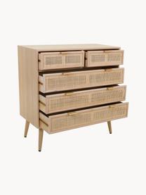 Ladekast Cayetana van hout, Frame: MDF, fineer, Handvatten: metaal, Poten: bamboehout, gelakt, Bruin, hout, B 80 cm x H 81 cm