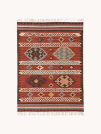 Ręcznie tkany dywan kilim z wełny Zohra, Odcienie czerwonego, S 120 x D 170 cm (Rozmiar S)