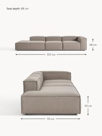 Diván modular grande Lennon, Tapizado: 100% poliéster Alta resis, Estructura: madera contrachapada de p, Patas: plástico Este producto es, Tejido gris pardo, An 357 x F 119 cm, reposabrazos derecho