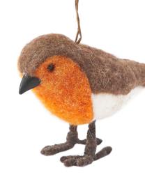Décorations de sapin de Noël en laine Birds, 2 élém., 100 % laine, Brun, orange, beige, larg. 15 x haut. 10 cm