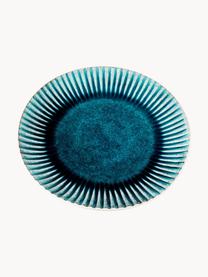 Handgemaakte dinerborden Mustique, 4 stuks, Keramiek, geglazuurd, Turquoise, donkerblauw, wit, Ø 29 cm