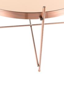Tavolino rotondo da salotto con piano in vetro Cupid, Struttura: ferro ramato, Rame, Ø 63 x Alt. 40 cm