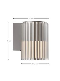 Aussenwandleuchte Matrix in Silber, Lampenschirm: Metall, beschichtet, Silberfarben, Opalweiss, 12 x 17 cm