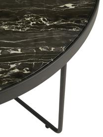 Table basse ronde avec plateau en verre marbré Gellina, Noir, marbré, Ø 80 x haut. 39 cm