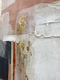 Handgemaltes Leinwandbild Abstract Seven, Hellblau, Altrosa, Hellbeige, B 90 x H 120 cm