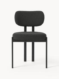 Bouclé stoel Adrien, Bekleding: bouclé (100% polyester) M, Poten: gecoat metaal, Bouclé zwart, zwart, B 56 x D 51 cm