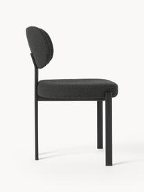 Chaise rembourrée en bouclé Malia, Bouclé noir, pieds noirs, larg. 56 x prof. 51 cm