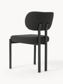 Buklé čalúnená stolička Adrien, Buklé čierna, čierna, Š 56 x V 51 cm