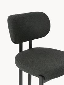 Krzesło tapicerowane Bouclé Adrien, Tapicerka: Bouclé (100% poliester) D, Nogi: metal powlekany, Stelaż: płyta wiórowa Ten produkt, Czarny Bouclé, czarny, S 56 x G 51 cm