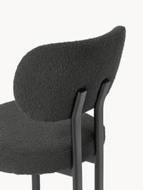 Chaise rembourrée en bouclé Malia, Bouclé noir, pieds noirs, larg. 56 x prof. 51 cm