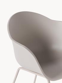 Sedia con braccioli in plastica con gambe in metallo Claire, Seduta: materiale sintetico, Gambe: metallo verniciato a polv, Greige, Larg. 60 x Alt. 54 cm