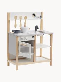 Cucina giocattolo Kids' Hub, Pannelli di fibra a media densità (MDF), legno di pioppo, compensato, acciaio inossidabile, Legno, bianco, grigio chiaro, Larg. 57 x Alt. 73 cm