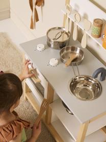 Cucina giocattolo Kids' Hub, Pannelli di fibra a media densità (MDF), legno di pioppo, compensato, acciaio inossidabile, Legno, bianco, grigio chiaro, Larg. 57 x Alt. 73 cm