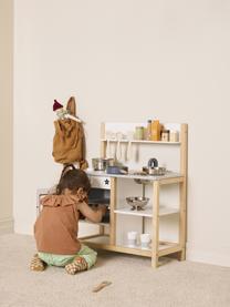 Zabawkowa kuchnia Kids' Hub, Płyta pilśniowa średniej gęstości (MDF), drewno topoli, sklejka, stal szlachetna, Drewno naturalne, biały, jasny szary, S 57 x W 73 cm