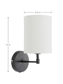 Klasická nástenná lampa so zástrčkou Seth, 2 ks, Čierna, biela, H 23 x V 32 cm