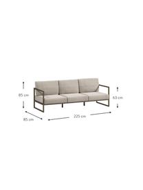 Garten-Loungesofa (3-Sitzer) Comova, Bezug: 100 % Polyester, Gestell: Metall, pulverbeschichtet, Webstoff Hellgrau, Grün, B 225 x T 85 cm