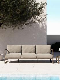 Canapé lounge de jardin 3 places Comova, Tissu beige clair, vert olive, larg. 225 x prof. 85 cm