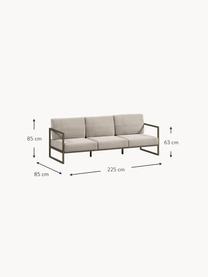 Garten-Loungesofa (3-Sitzer) Comova, Bezug: 100 % Polyester, Gestell: Metall, pulverbeschichtet, Webstoff Hellbeige, Olivgrün, B 225 x T 85 cm