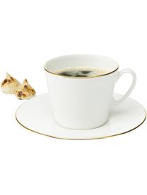 Filiżanka do kawy Cobald, 4 szt., Porcelana, Biały, odcienie złotego, Ø 9 x W 8 cm