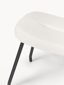 Tabouret rembourré Wing, Tissu blanc crème, noir, larg. 50 x haut. 41 cm