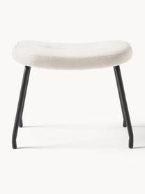 Tabouret rembourré Wing, Tissu blanc crème, noir, larg. 50 x haut. 41 cm