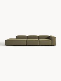 Modulaire XL chaise longue Lennon, Bekleding: 100% polyester De slijtva, Frame: massief grenenhout, multi, Poten: kunststof Dit product is , Geweven stof olijfgroen, B 357 x D 119 cm, armleuning rechts