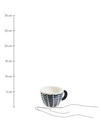 Tazas espresso de gres Masai, 6 uds., Gres, Blanco, azul, Ø 7 x Al 5 cm, 90 ml