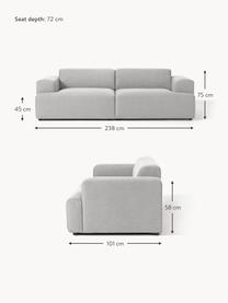 Sofa Melva (3-Sitzer), Bezug: 100 % Polyester Der strap, Gestell: Massives Kiefern- und Fic, Webstoff Hellgrau, B 238 x T 101 cm