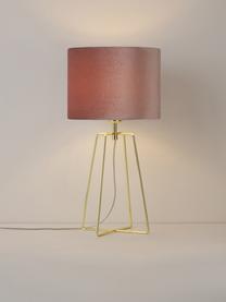 Lampe à poser en velours Karolina, Vieux rose, laiton, Ø 25 x haut. 49 cm